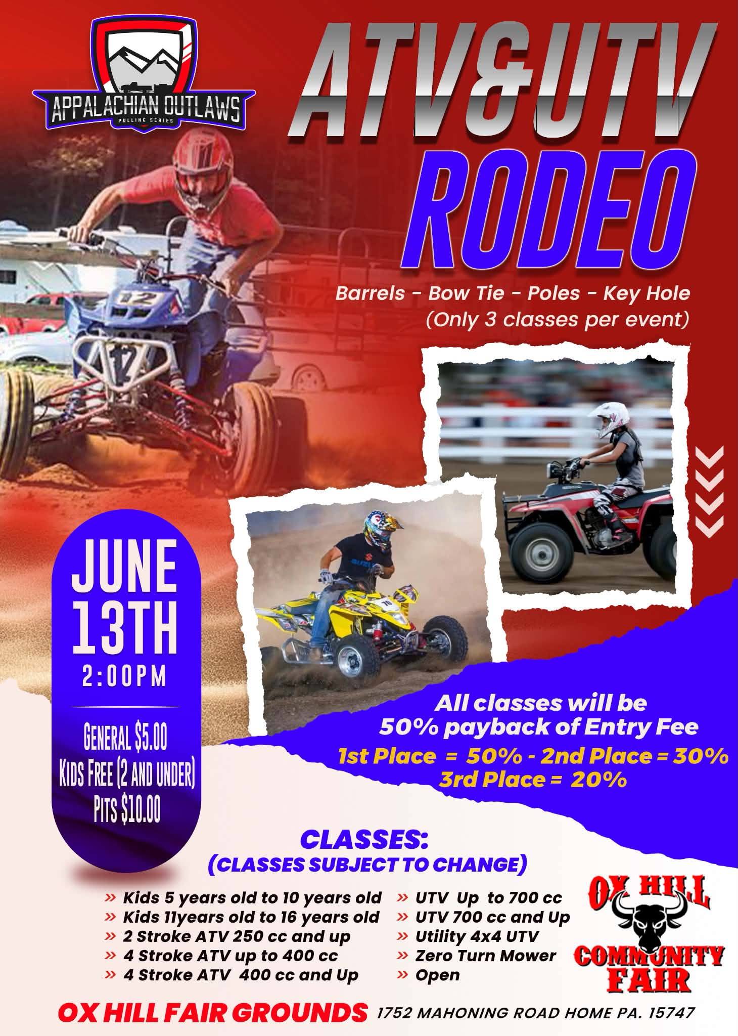 2026 OX Hill Fair ATV & UTV Rodeo Event Flyer